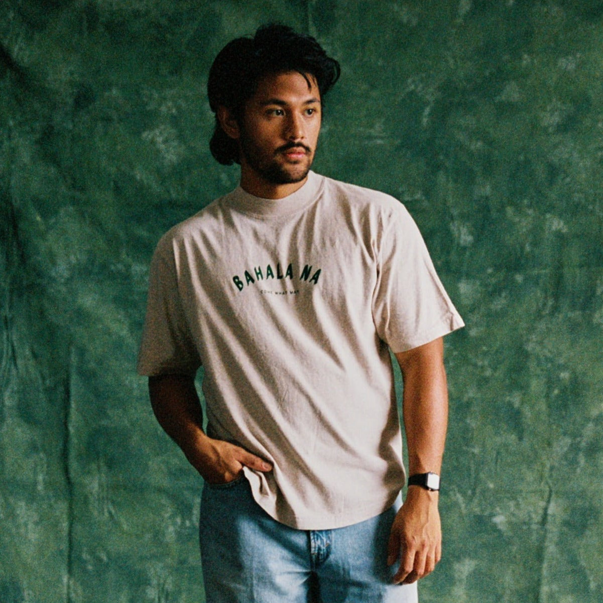 Bahala Na Mockneck Tee - Oatmeal
