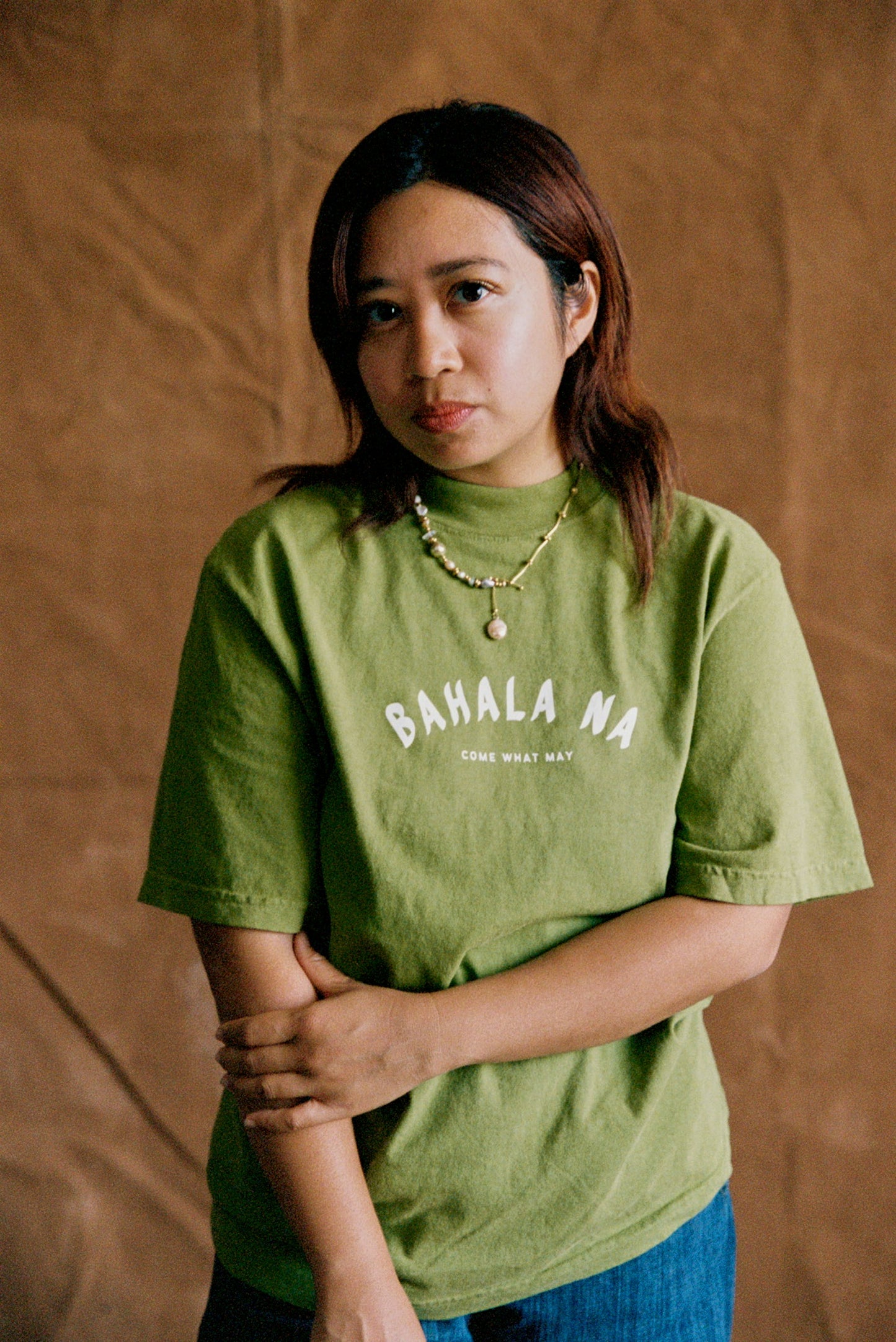 Bahala Na Mockneck Tee - Avocado