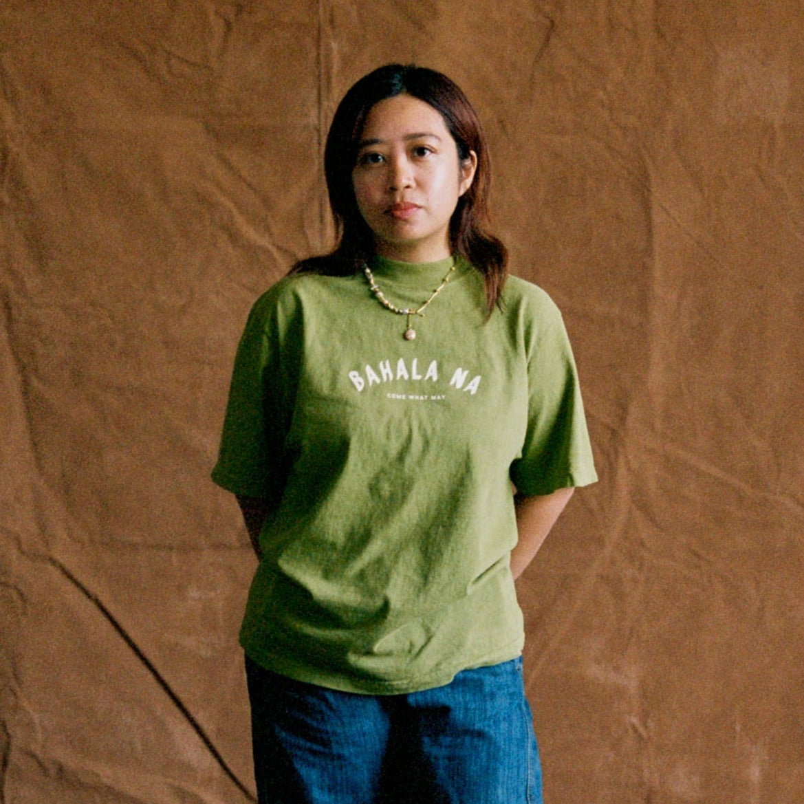 Bahala Na Mockneck Tee - Avocado